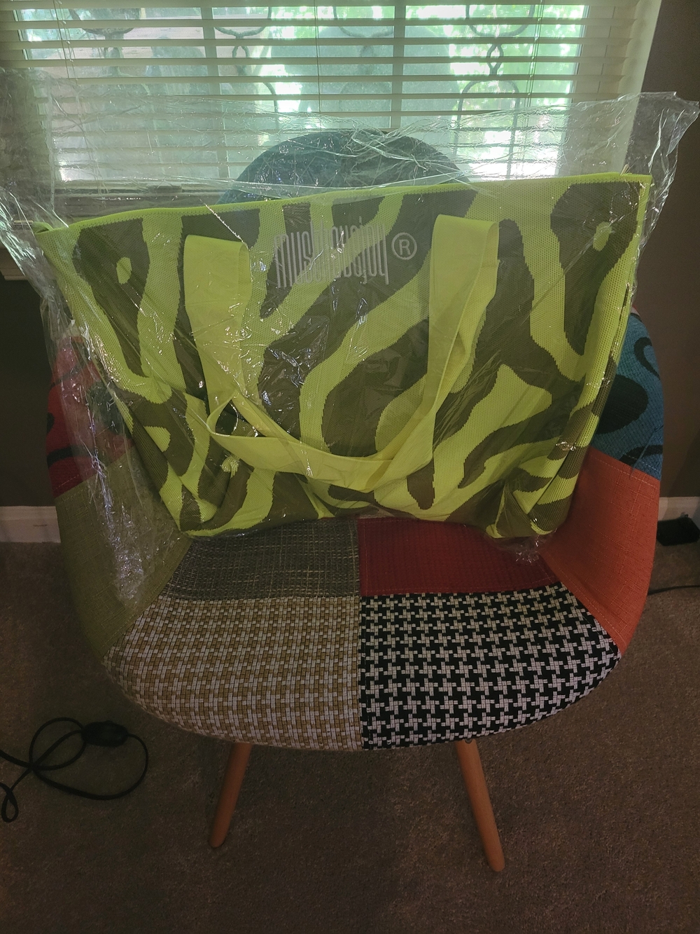 Must Have Joy Highlighter Zebra Print Tote Bag, Large - Picture 3 of 3